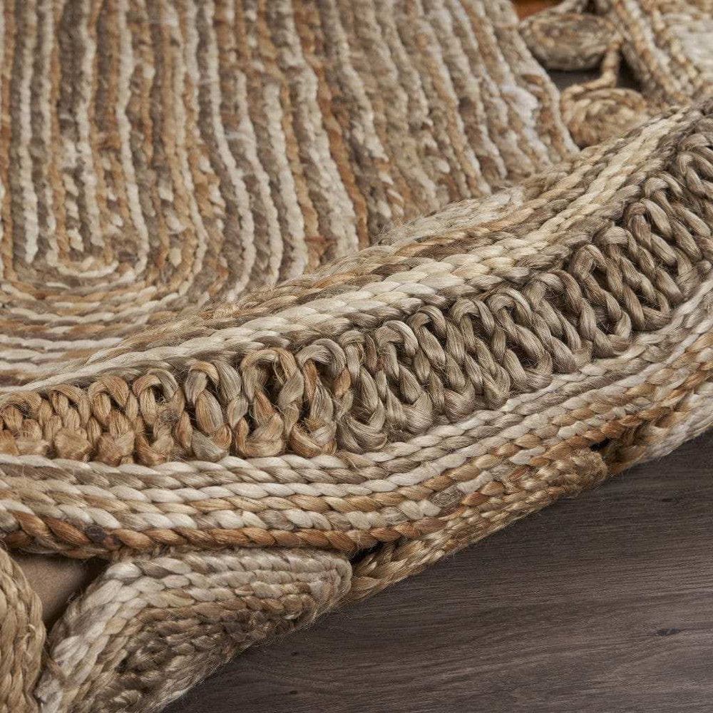 9' Natural Round Hand Braided Area Rug - Homeroots - Flyclothing LLC