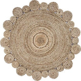 8’ Round Natural Coiled Area Rug - Homeroots - Flyclothing LLC