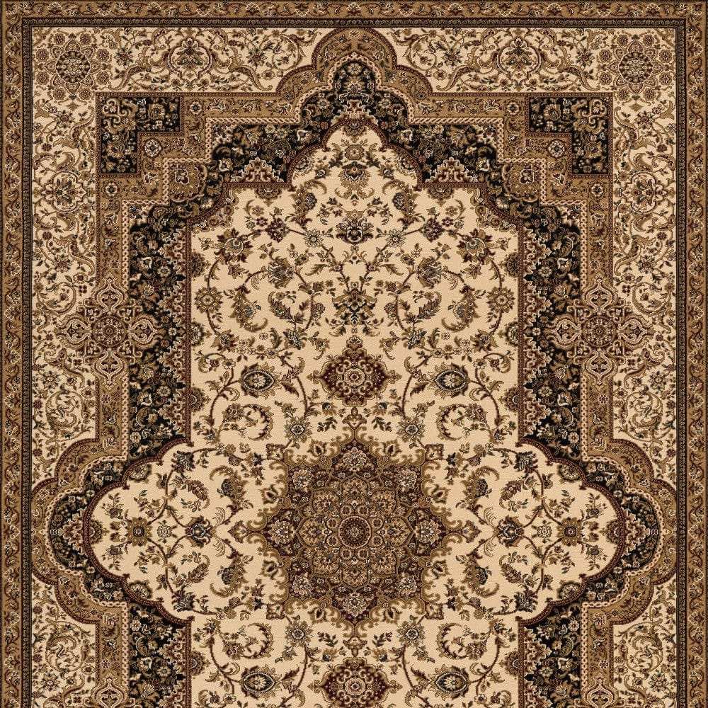 5' X 8' Black and Ivory Oriental Power Loom Area Rug - Homeroots - Flyclothing LLC