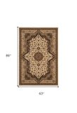 5' X 8' Black and Ivory Oriental Power Loom Area Rug - Homeroots - Flyclothing LLC