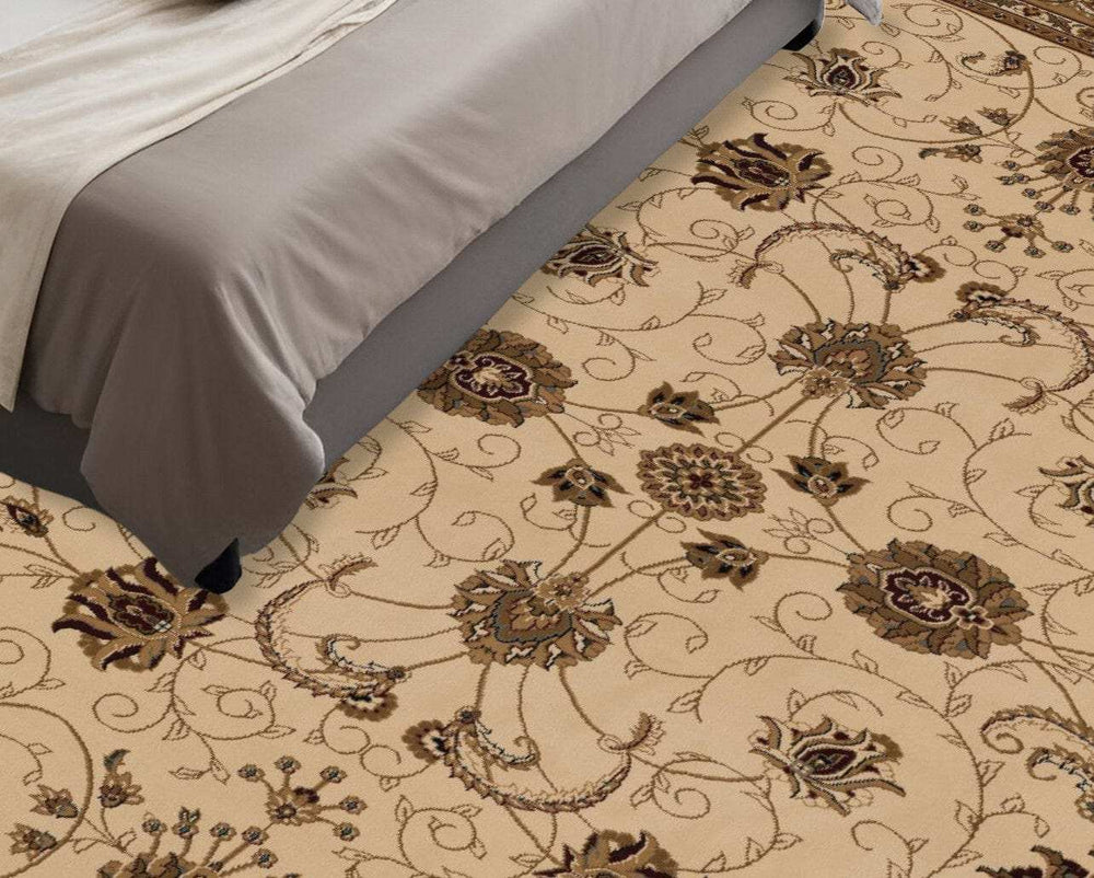 5' Beige and Ivory Round Oriental Power Loom Area Rug - Homeroots - Flyclothing LLC