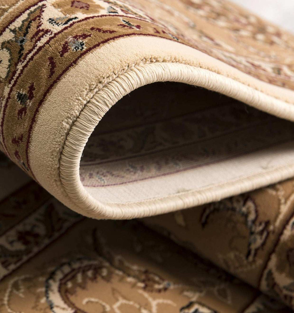 5' Beige and Ivory Round Oriental Power Loom Area Rug - Homeroots - Flyclothing LLC