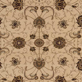 5' Beige and Ivory Round Oriental Power Loom Area Rug - Homeroots - Flyclothing LLC