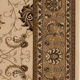5' Beige and Ivory Round Oriental Power Loom Area Rug - Homeroots - Flyclothing LLC