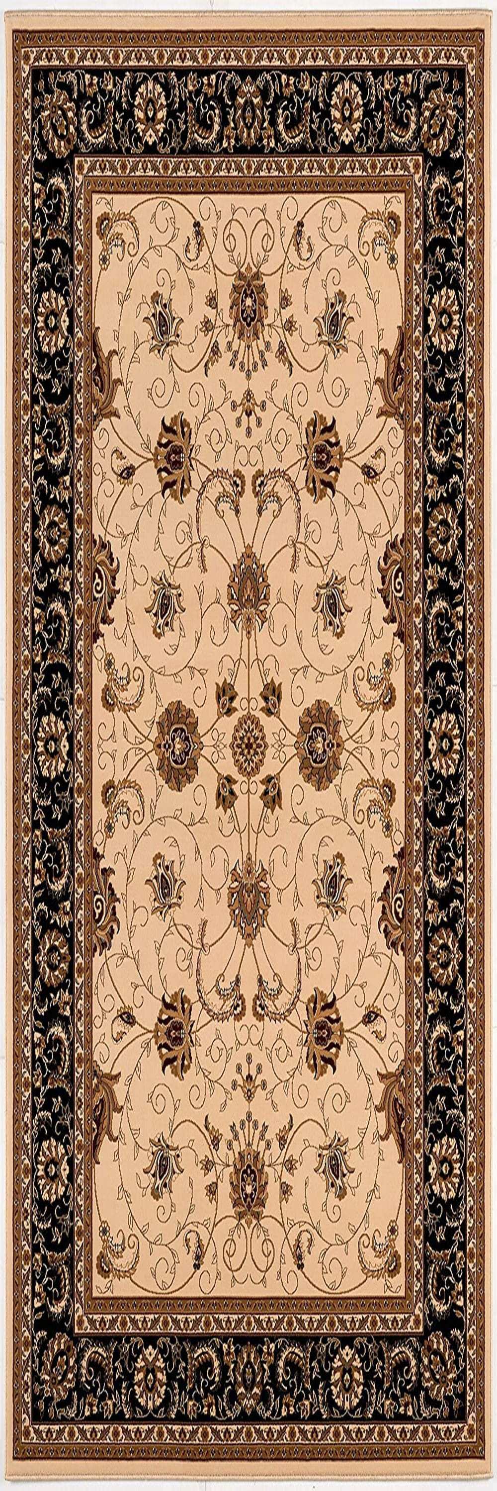 13' Runner Black and Ivory Oriental Power Loom Runner Rug - Homeroots - Flyclothing LLC