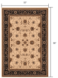 8' Runner Black and Ivory Oriental Power Loom Runner Rug - Homeroots - Flyclothing LLC