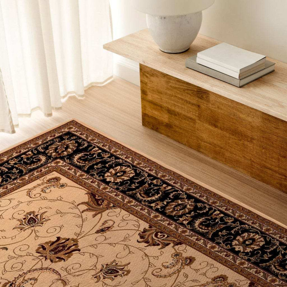 5' X 8' Black and Ivory Oriental Power Loom Area Rug - Homeroots - Flyclothing LLC