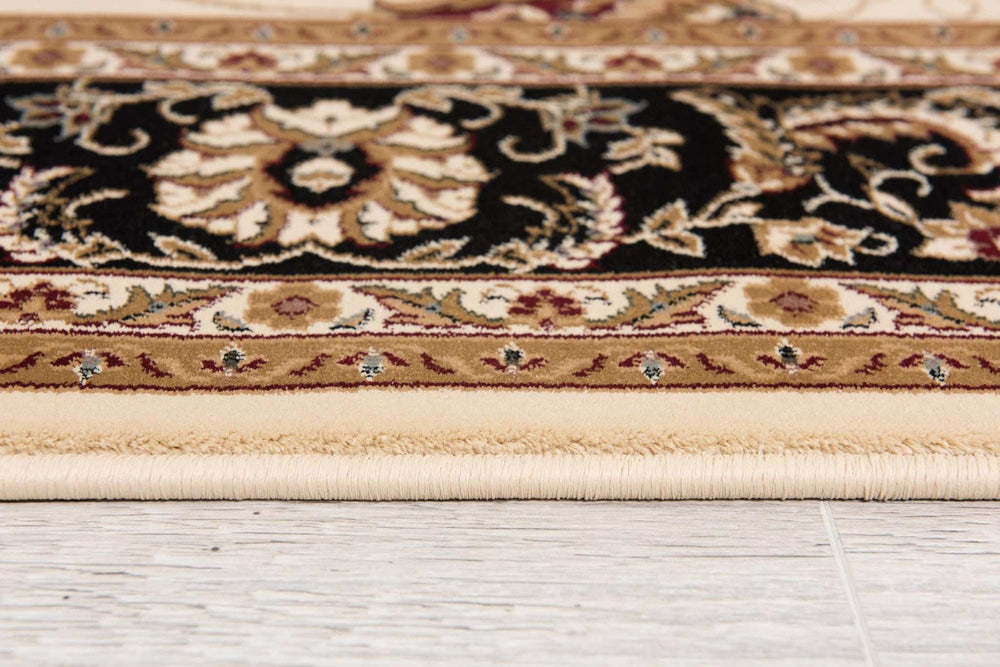 5' X 8' Black and Ivory Oriental Power Loom Area Rug - Homeroots - Flyclothing LLC