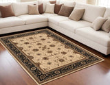 5' X 8' Black and Ivory Oriental Power Loom Area Rug - Homeroots - Flyclothing LLC