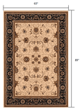 5' X 8' Black and Ivory Oriental Power Loom Area Rug - Homeroots - Flyclothing LLC