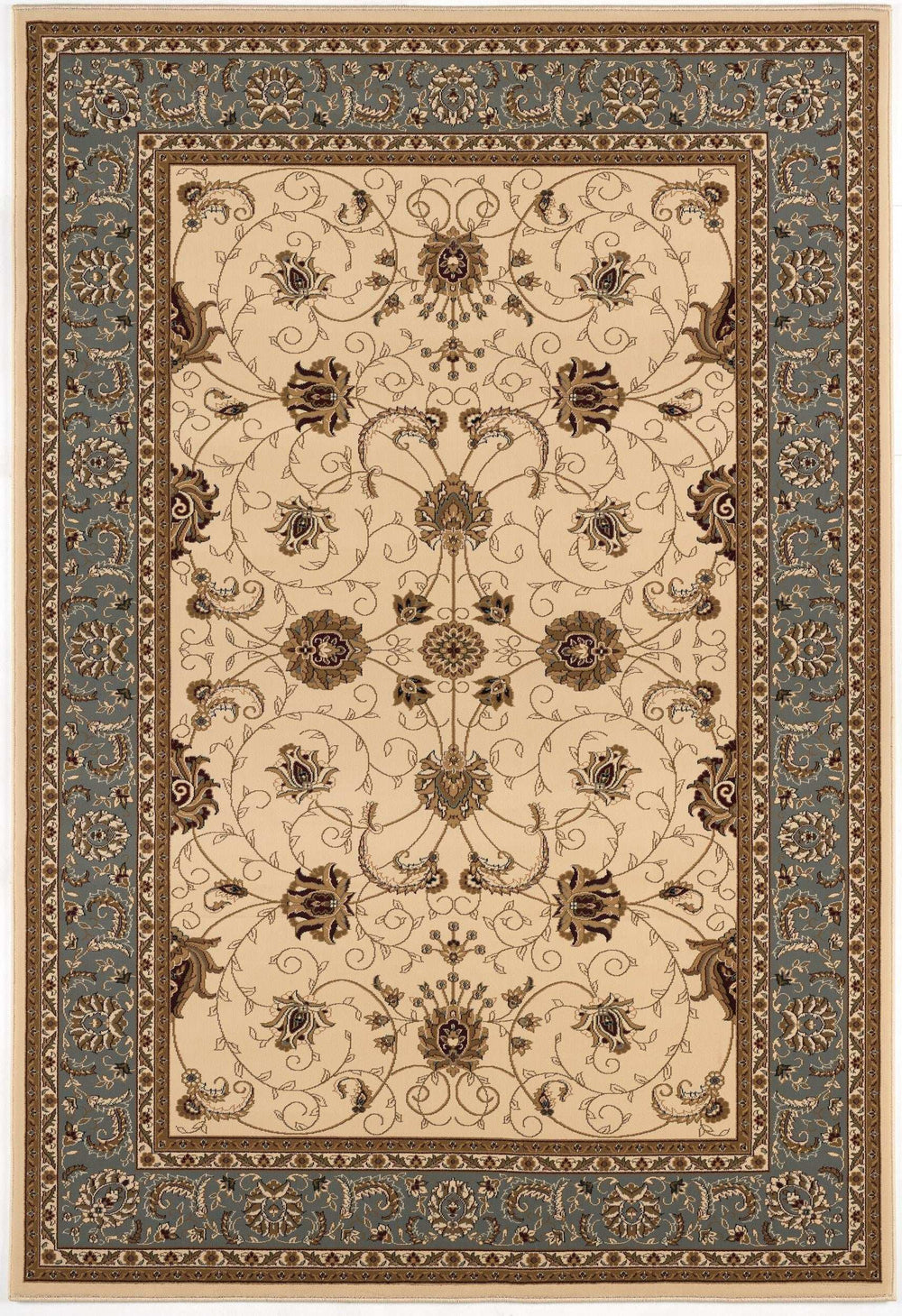 5' X 8' Blue and Ivory Oriental Power Loom Area Rug - Homeroots - Flyclothing LLC
