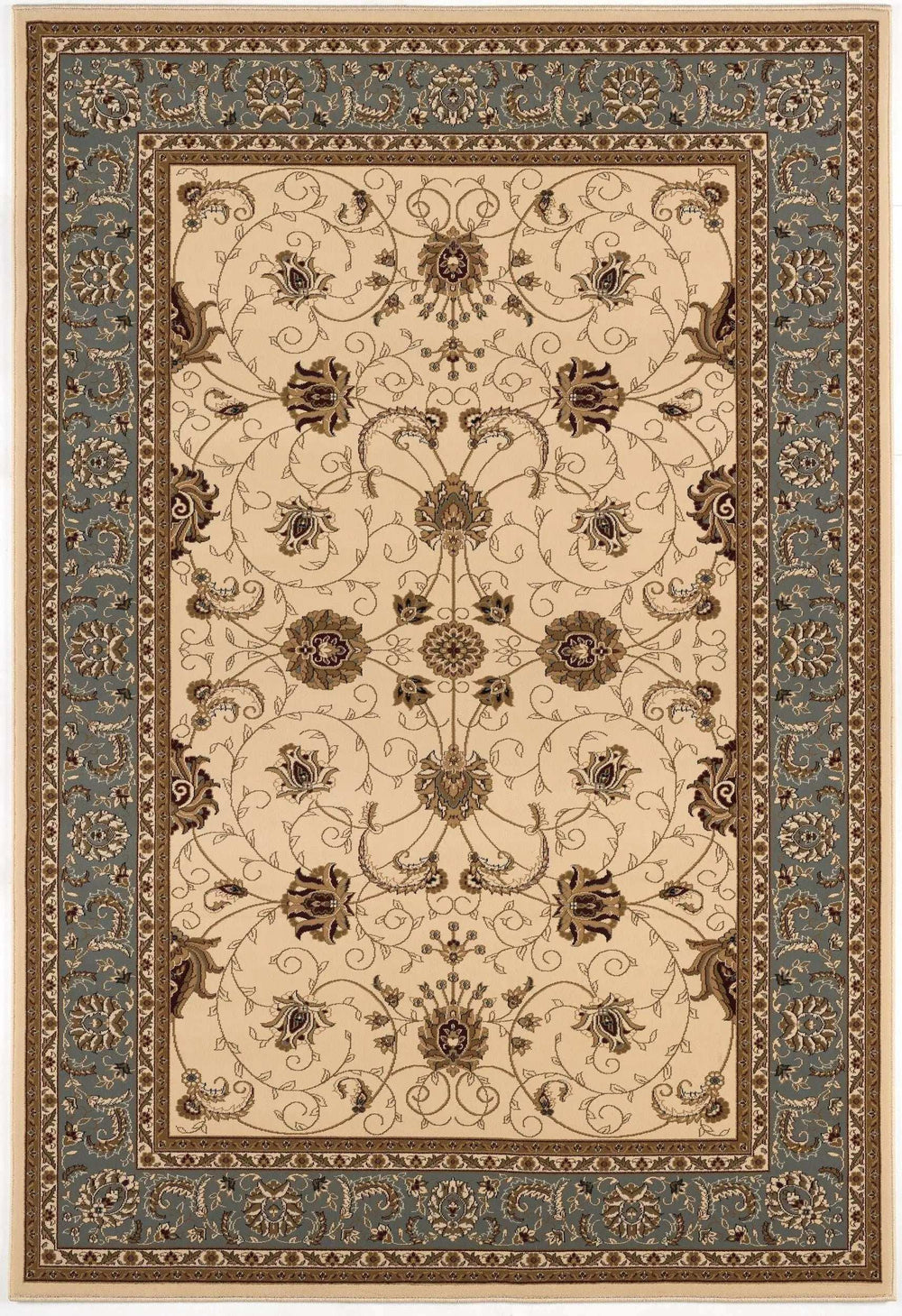 8' X 11' Blue and Ivory Oriental Power Loom Area Rug - Homeroots - Flyclothing LLC