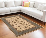 8' X 11' Blue and Ivory Oriental Power Loom Area Rug - Homeroots - Flyclothing LLC