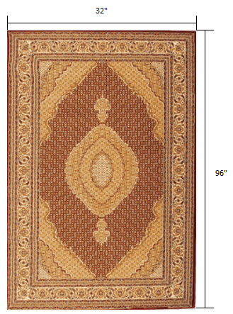 8' Runner Red and Beige Oriental Power Loom Runner Rug - Homeroots - Flyclothing LLC