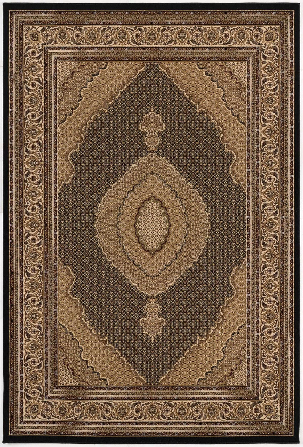 10' Runner Beige and Black Medallion Power Loom Runner Rug - Homeroots - Flyclothing LLC
