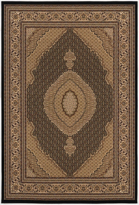 13' Runner Beige and Black Medallion Power Loom Runner Rug - Homeroots - Flyclothing LLC