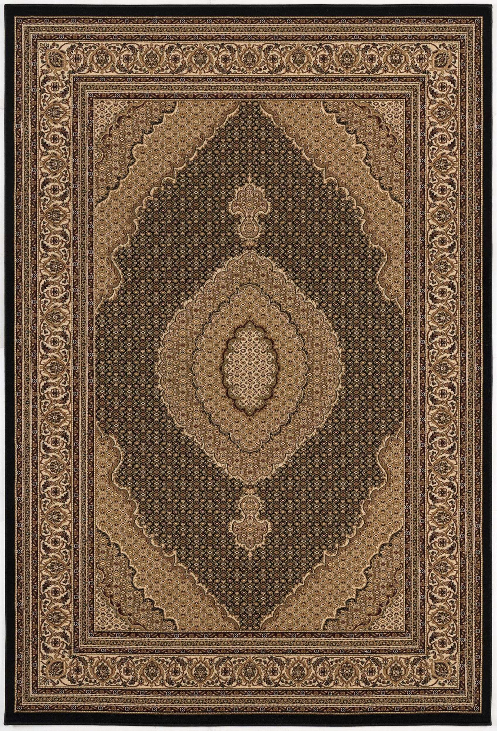 20' Runner Beige and Black Medallion Power Loom Runner Rug - Homeroots - Flyclothing LLC