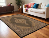 5' X 8' Beige and Black Medallion Power Loom Area Rug - Homeroots - Flyclothing LLC