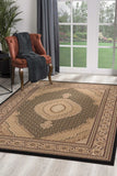 7' X 9' Beige and Black Medallion Power Loom Area Rug - Homeroots - Flyclothing LLC