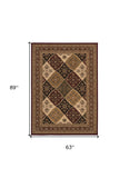 5' X 8' Red and Beige Oriental Power Loom Area Rug - Homeroots - Flyclothing LLC