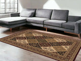 7' X 9' Red and Beige Oriental Power Loom Area Rug - Homeroots - Flyclothing LLC