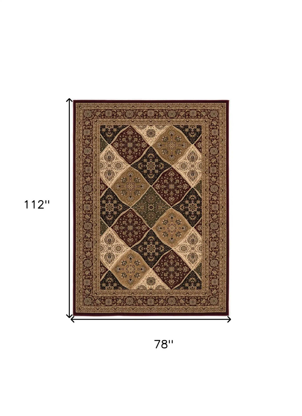 7' X 9' Red and Beige Oriental Power Loom Area Rug - Homeroots - Flyclothing LLC