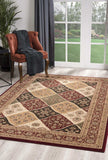 8' X 11' Red and Beige Oriental Power Loom Area Rug - Homeroots - Flyclothing LLC