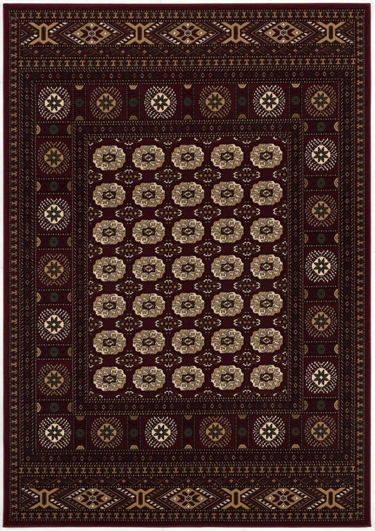 5' X 8' Red and Ivory Floral Medallion Power Loom Area Rug - Homeroots - Flyclothing LLC