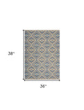 3' x 5' Blue Decorative Lattice Area Rug - Homeroots - Flyclothing LLC