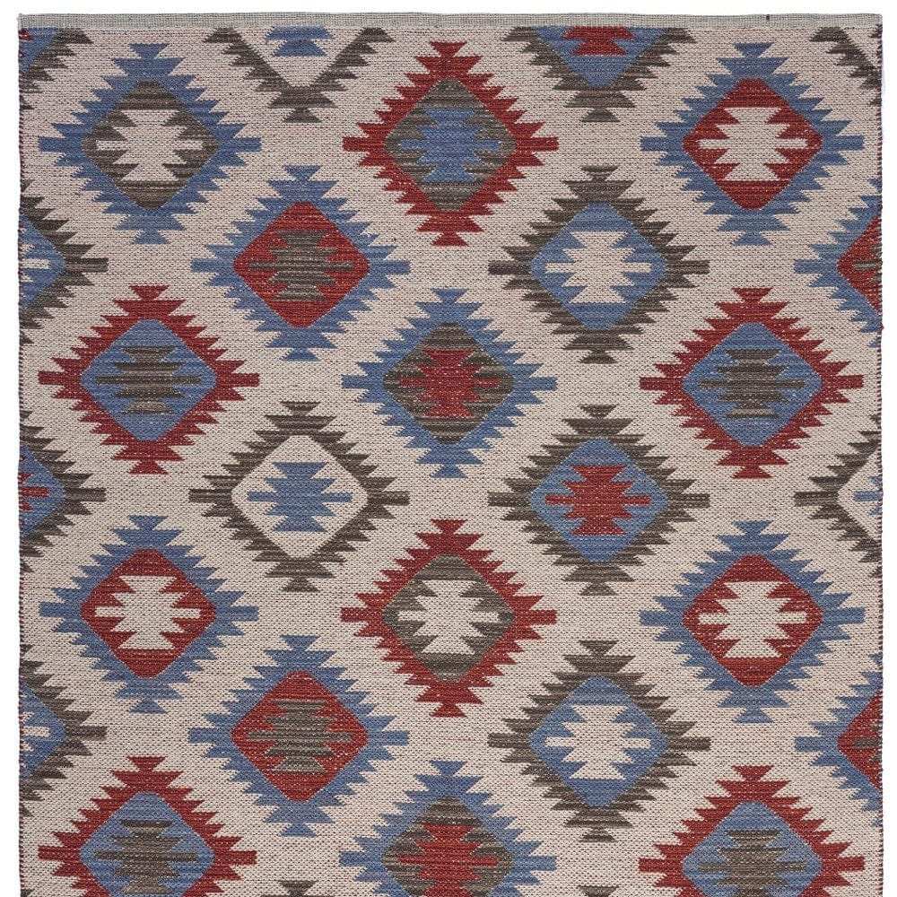 3' x 5' Red and Blue Geometric Diamonds Area Rug - Homeroots - Flyclothing LLC