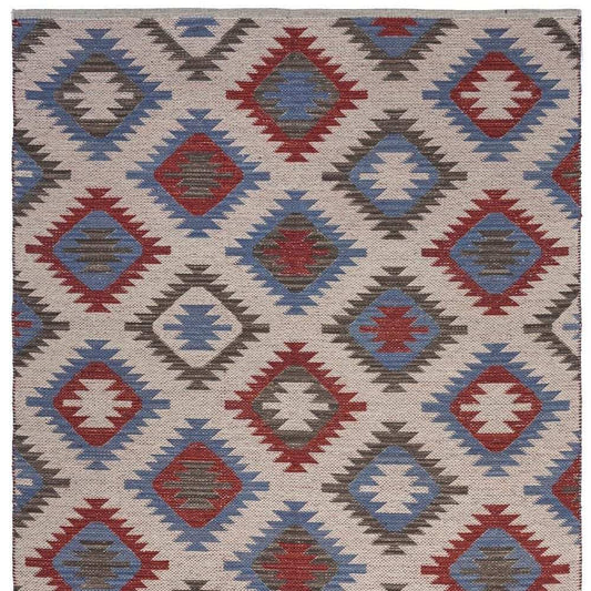 3' x 5' Red and Blue Geometric Diamonds Area Rug - Homeroots - Flyclothing LLC