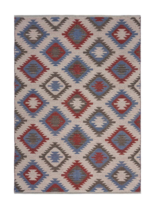 3' x 5' Red and Blue Geometric Diamonds Area Rug - Homeroots - Flyclothing LLC