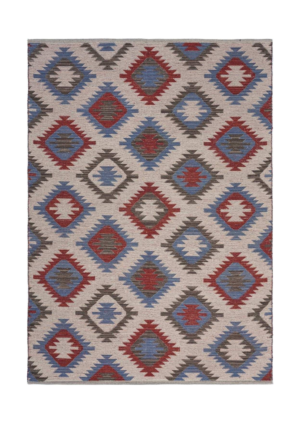 5' X 7' Red and Blue Geometric Diamonds Area Rug - Homeroots - Flyclothing LLC