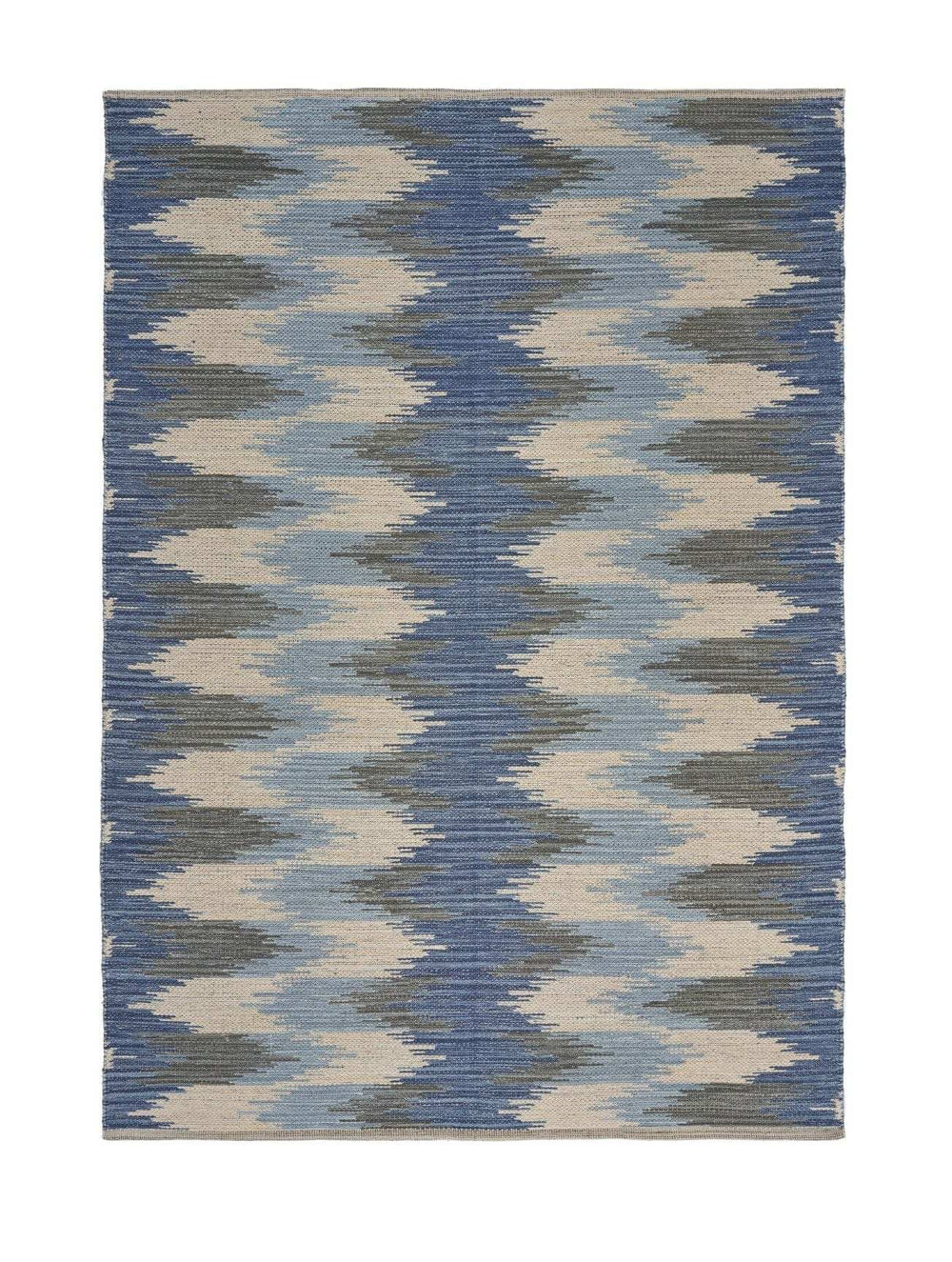 5' X 7' Blue and Cream Ikat Pattern Area Rug - Homeroots - Flyclothing LLC