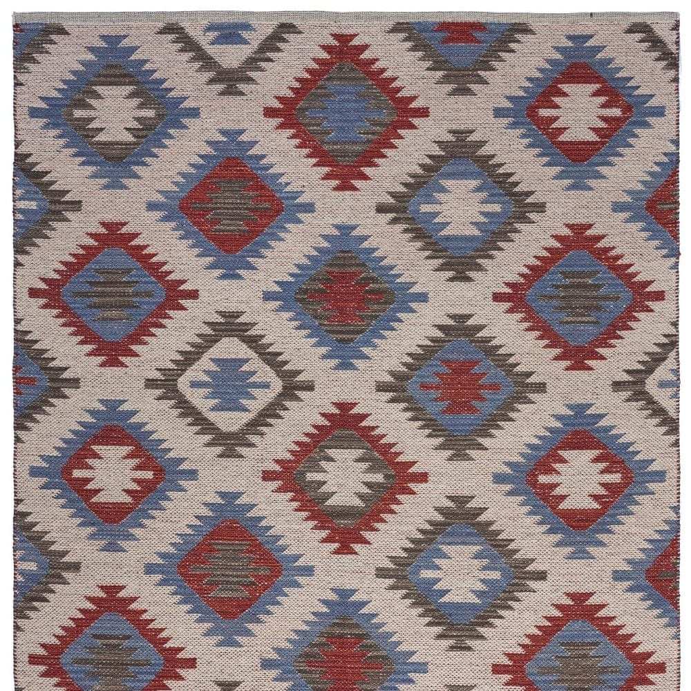 3' x 4' Red and Blue Geometric Diamonds Area Rug - Homeroots - Flyclothing LLC