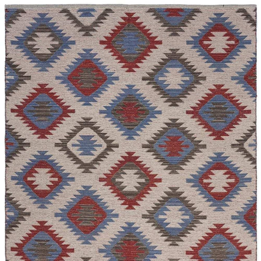 3' x 4' Red and Blue Geometric Diamonds Area Rug - Homeroots - Flyclothing LLC