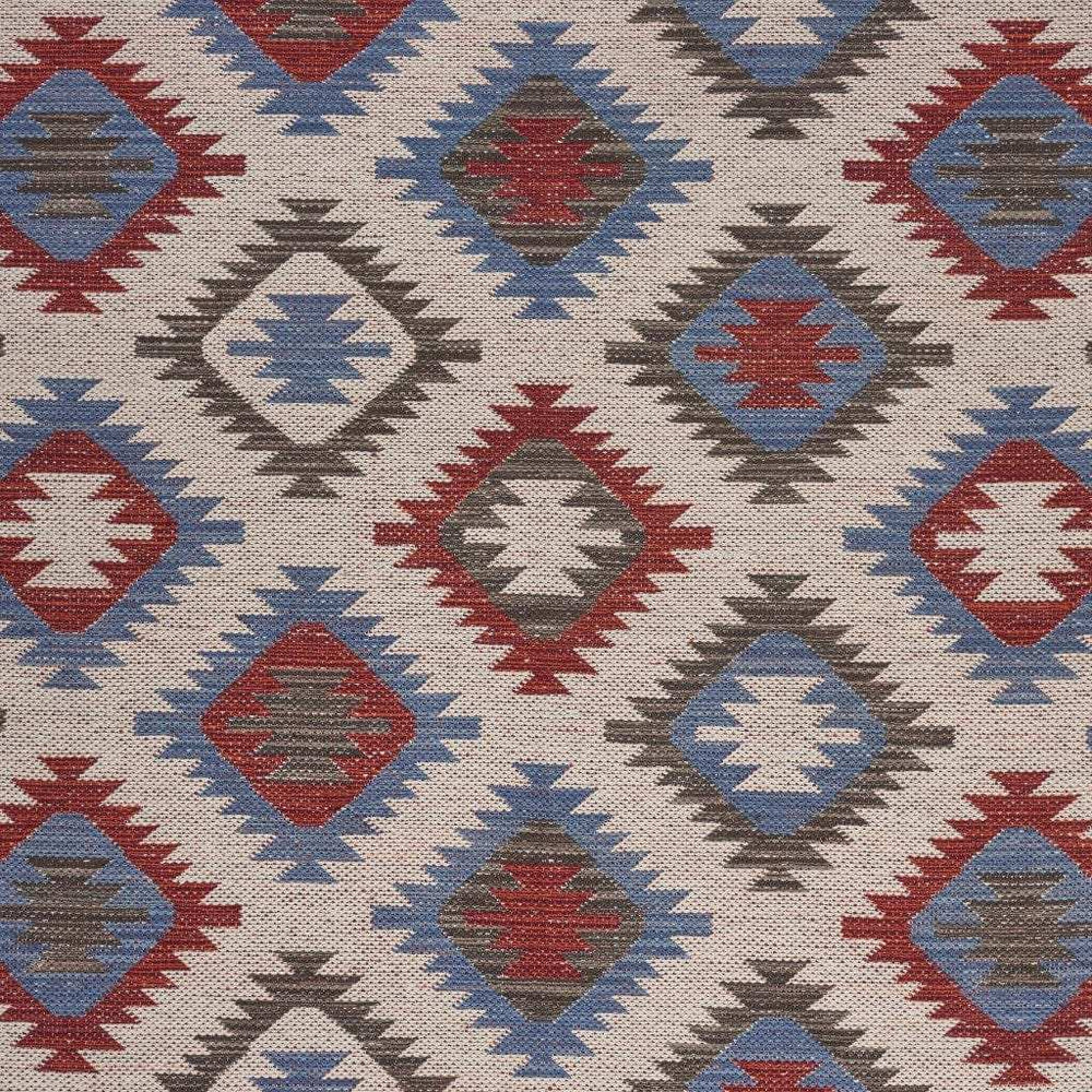 3' x 4' Red and Blue Geometric Diamonds Area Rug - Homeroots - Flyclothing LLC