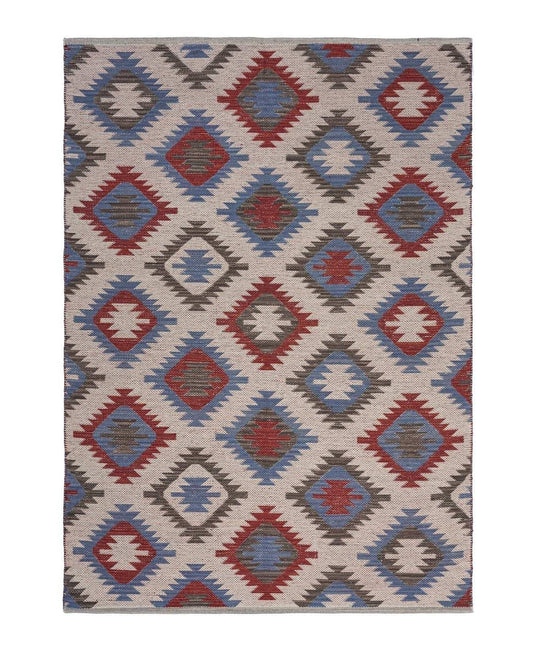 3' x 4' Red and Blue Geometric Diamonds Area Rug - Homeroots - Flyclothing LLC