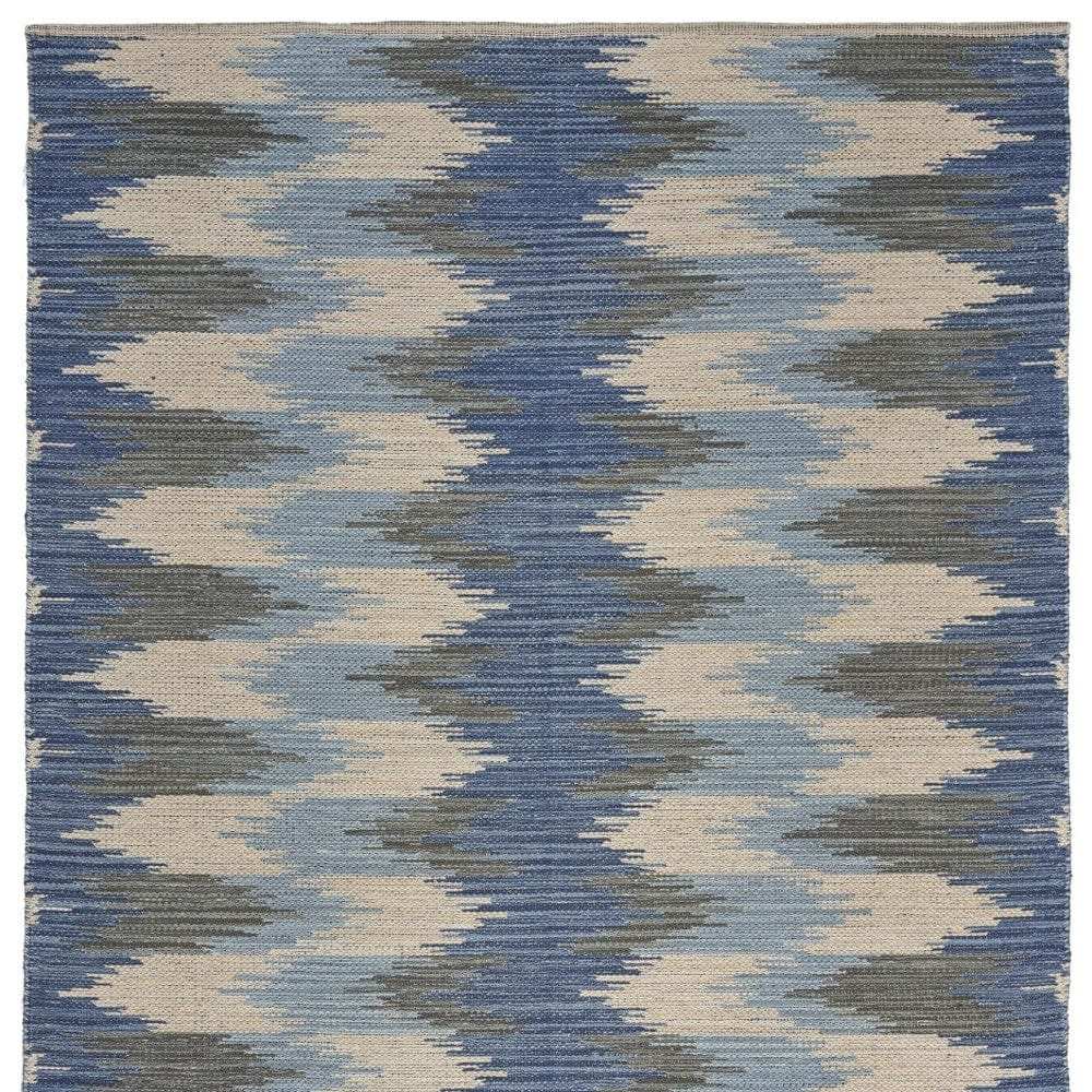 3' x 4' Blue and Cream Ikat Pattern Area Rug - Homeroots - Flyclothing LLC