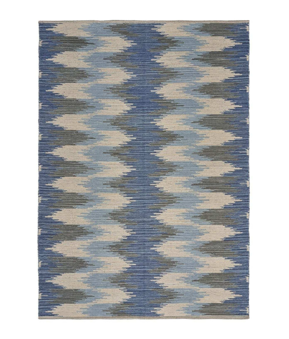 3' x 4' Blue and Cream Ikat Pattern Area Rug - Homeroots - Flyclothing LLC