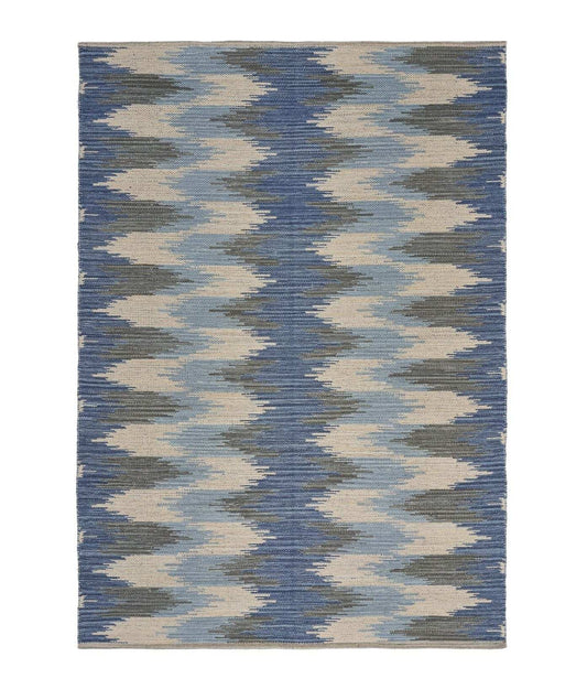 3' x 4' Blue and Cream Ikat Pattern Area Rug - Homeroots - Flyclothing LLC