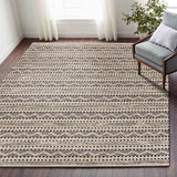 8' X 10' Black and Blush Chevron Stripe Area Rug - Homeroots - Flyclothing LLC