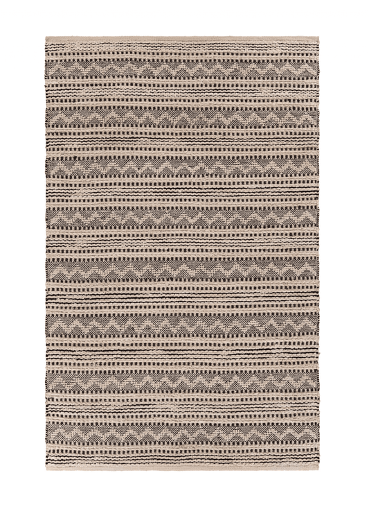 8' X 10' Black and Blush Chevron Stripe Area Rug - Homeroots - Flyclothing LLC