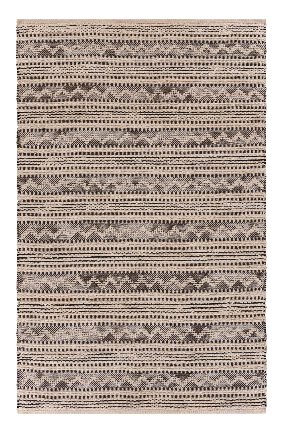 9' X 12' Black and Blush Chevron Stripe Area Rug - Homeroots - Flyclothing LLC
