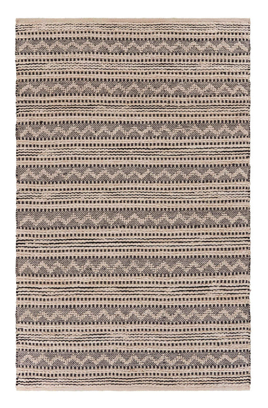 9' X 12' Black and Blush Chevron Stripe Area Rug - Homeroots - Flyclothing LLC