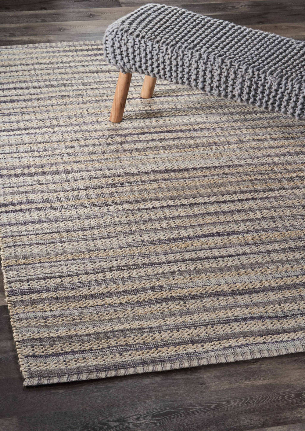 8' X 10' Brown and Gray Striped Area Rug - Homeroots - Flyclothing LLC
