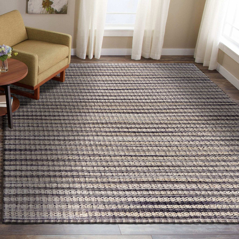 8' X 10' Brown and Gray Striped Area Rug - Homeroots - Flyclothing LLC