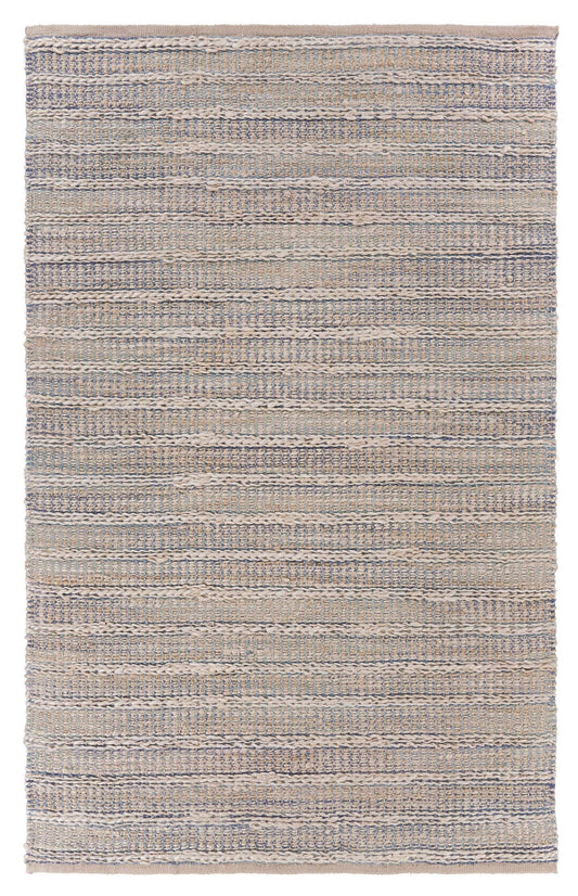 5' X 8' Blue and Cream Braided Jute Area Rug - Homeroots - Flyclothing LLC