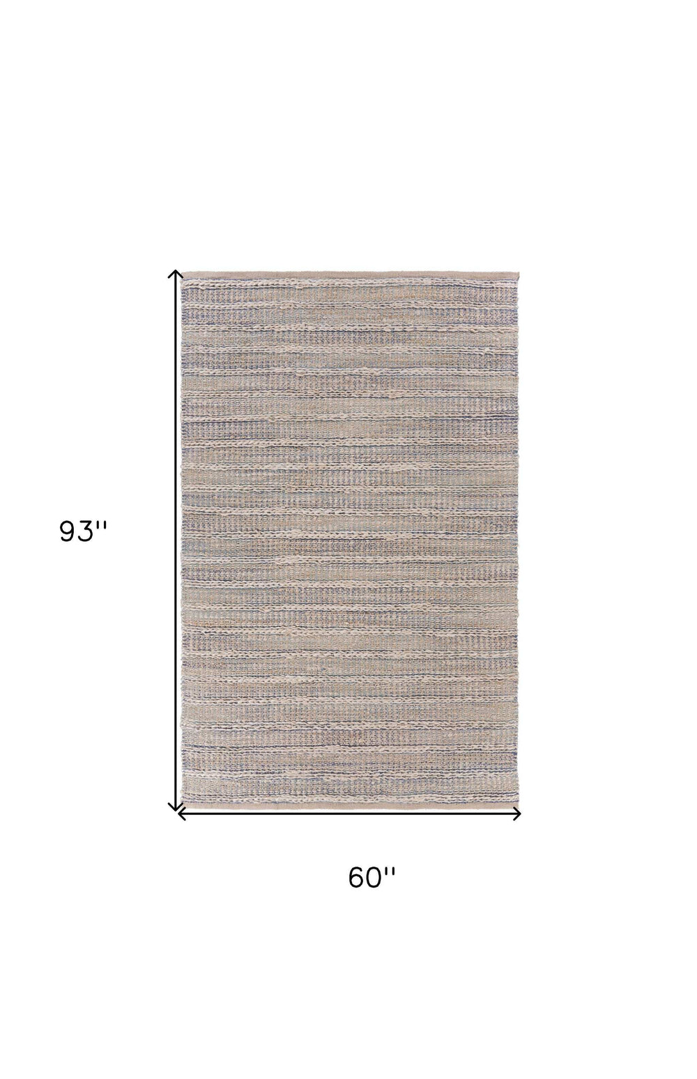 5' X 8' Blue and Cream Braided Jute Area Rug - Homeroots - Flyclothing LLC