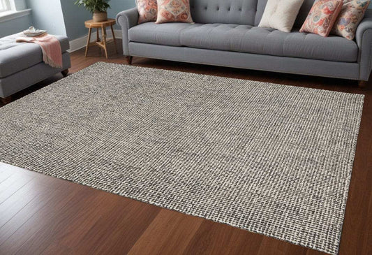 8' X 10' Gray Wool Handmade Area Rug - Homeroots - Flyclothing LLC